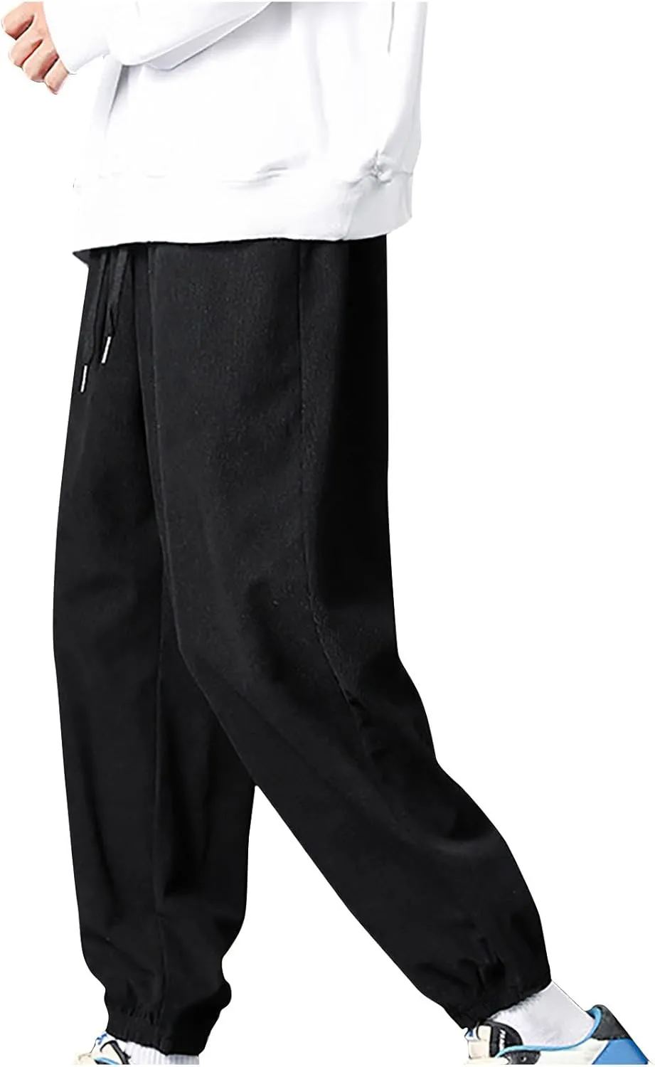 Aymnlox Mens Casual Jogger Pants Lightweight Outdoor Hiking Corduroy Pants Tapered Slim Fit Workout Gym Trousers with Pockets