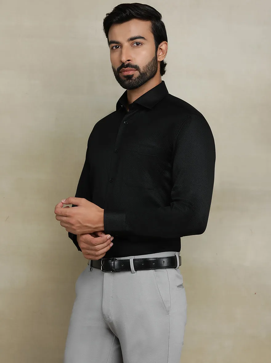 Black Dobby Regular Fit Formal Shirt | JadeBlue
