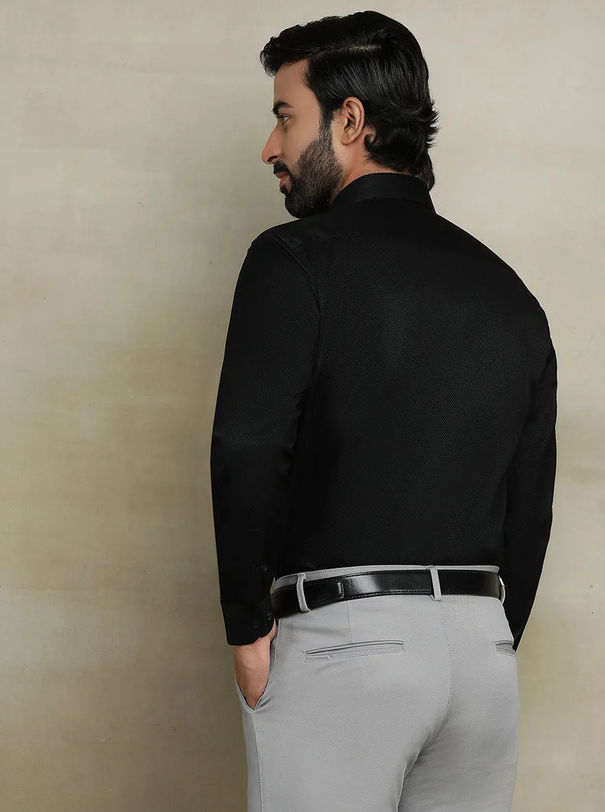 Black Dobby Regular Fit Formal Shirt | JadeBlue