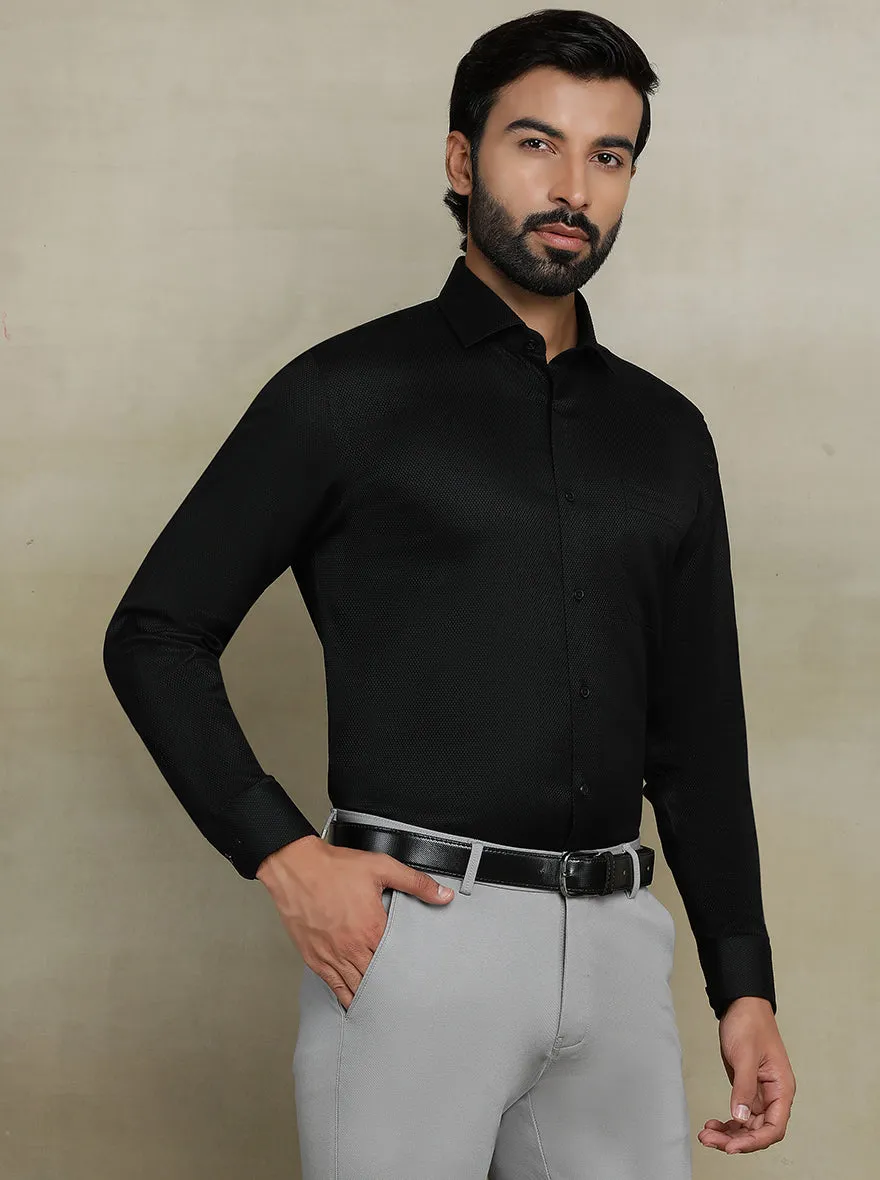 Black Dobby Regular Fit Formal Shirt | JadeBlue