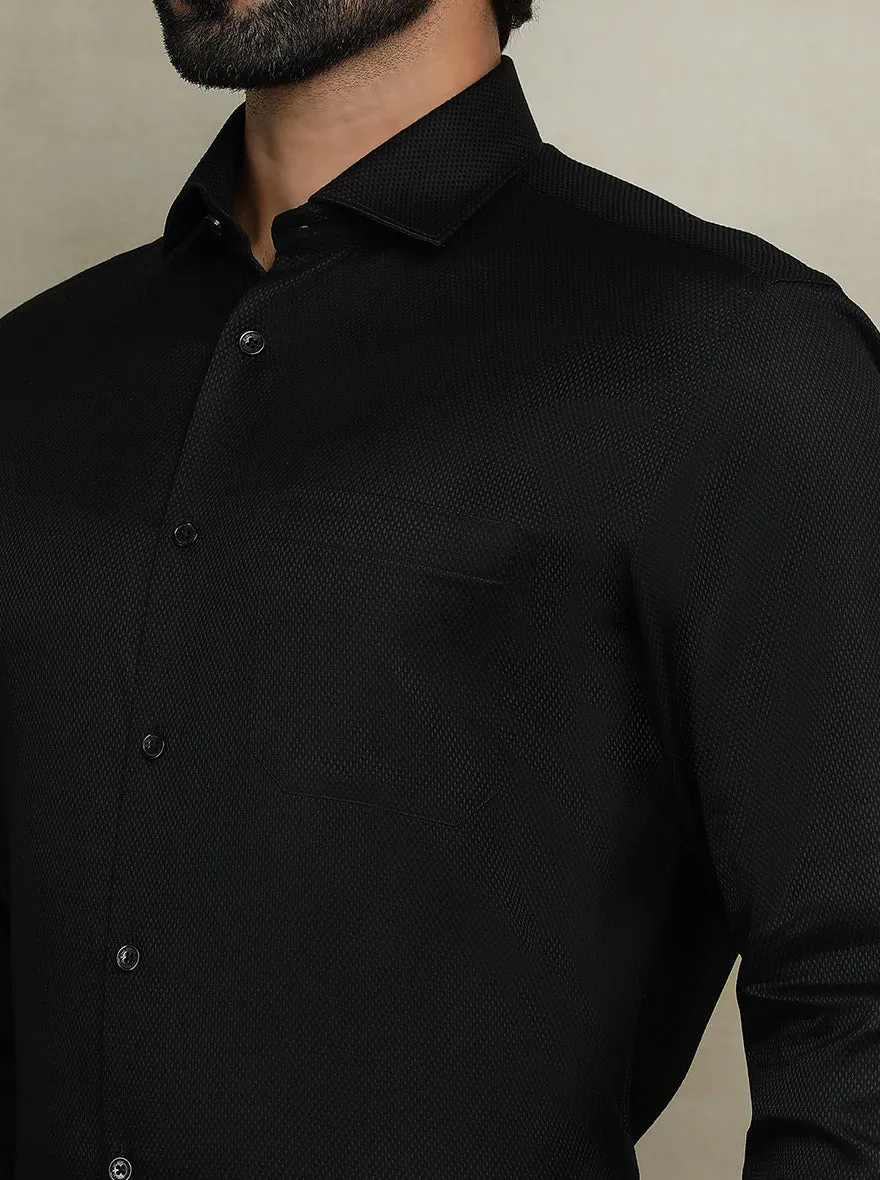 Black Dobby Regular Fit Formal Shirt | JadeBlue