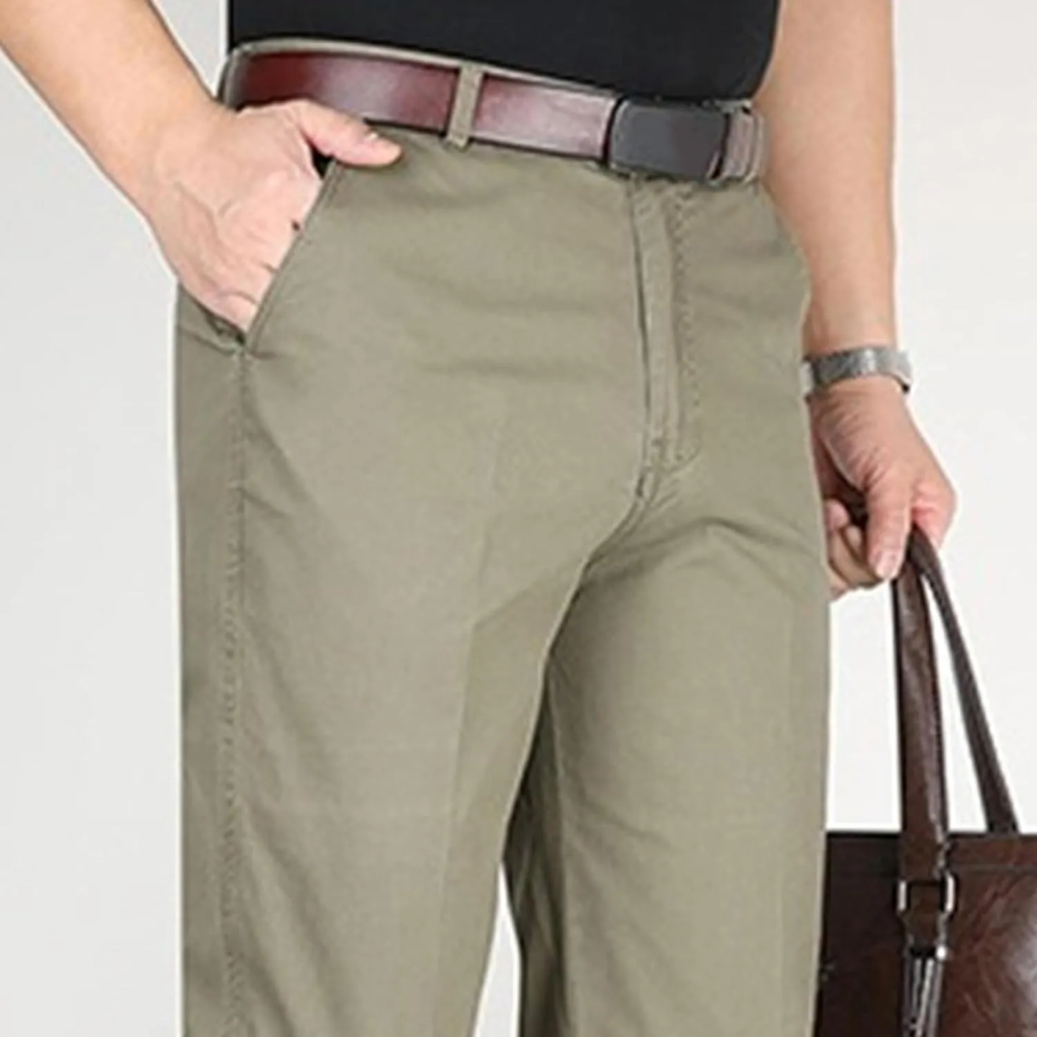 Chino Pants for Men Casual Dress Pants for Men Slim-Fit Stretch Pant Straight High Waist Summer Trendy Trousers