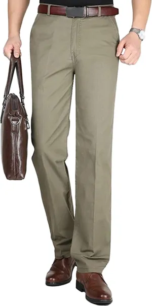 Chino Pants for Men Casual Dress Pants for Men Slim-Fit Stretch Pant Straight High Waist Summer Trendy Trousers