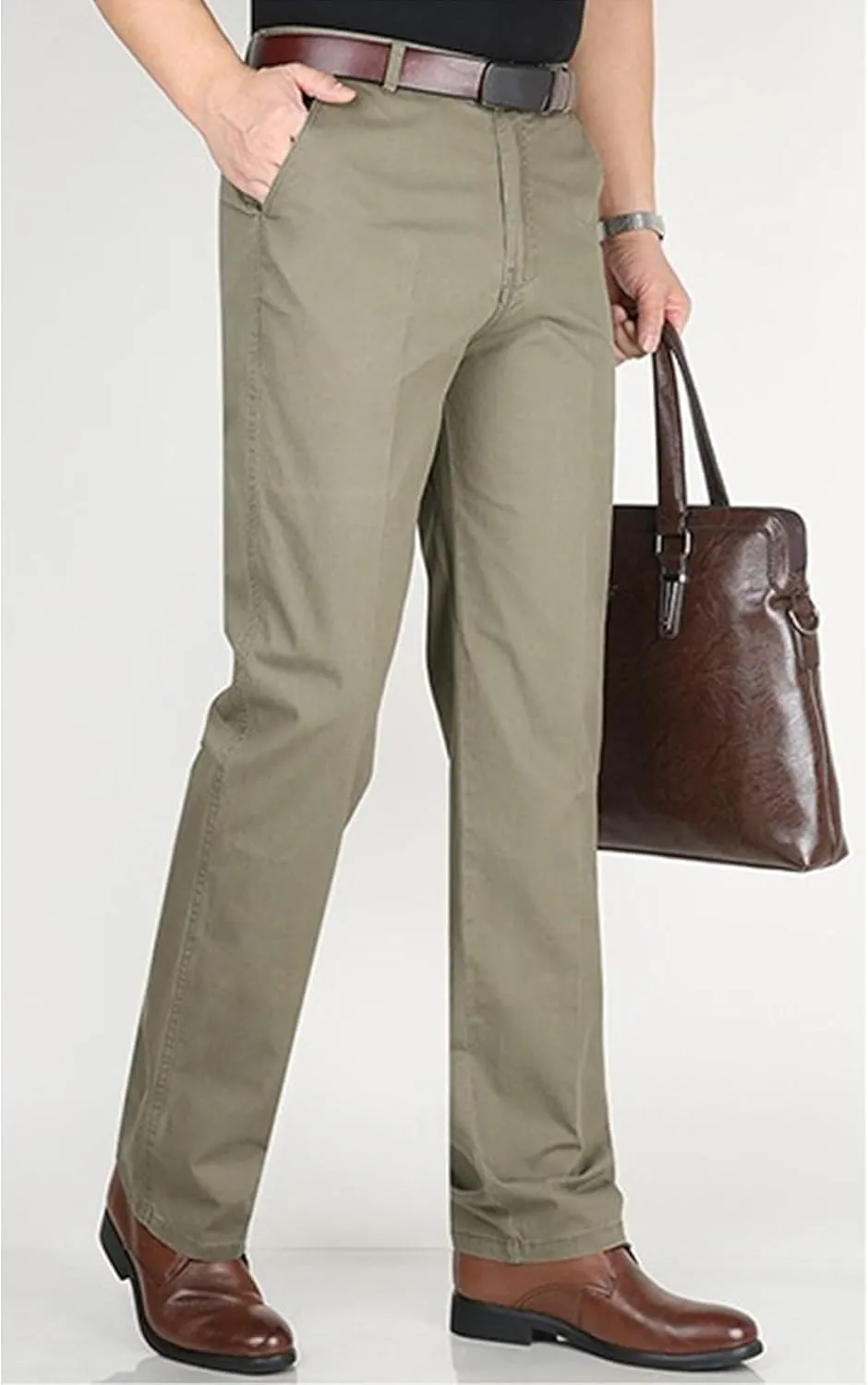 Chino Pants for Men Casual Dress Pants for Men Slim-Fit Stretch Pant Straight High Waist Summer Trendy Trousers
