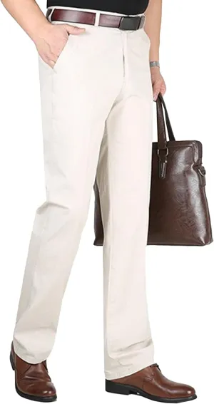 Chino Pants for Men Casual Dress Pants for Men Slim-Fit Stretch Pant Straight High Waist Summer Trendy Trousers