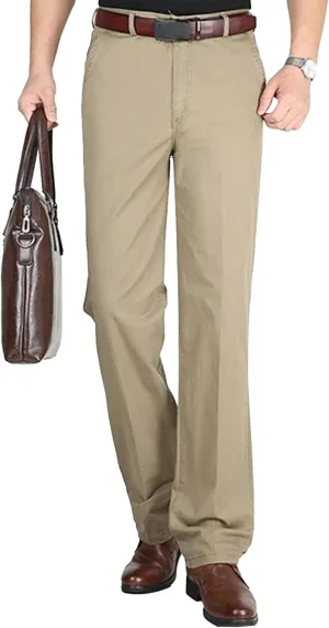 Chino Pants for Men Casual Dress Pants for Men Slim-Fit Stretch Pant Straight High Waist Summer Trendy Trousers