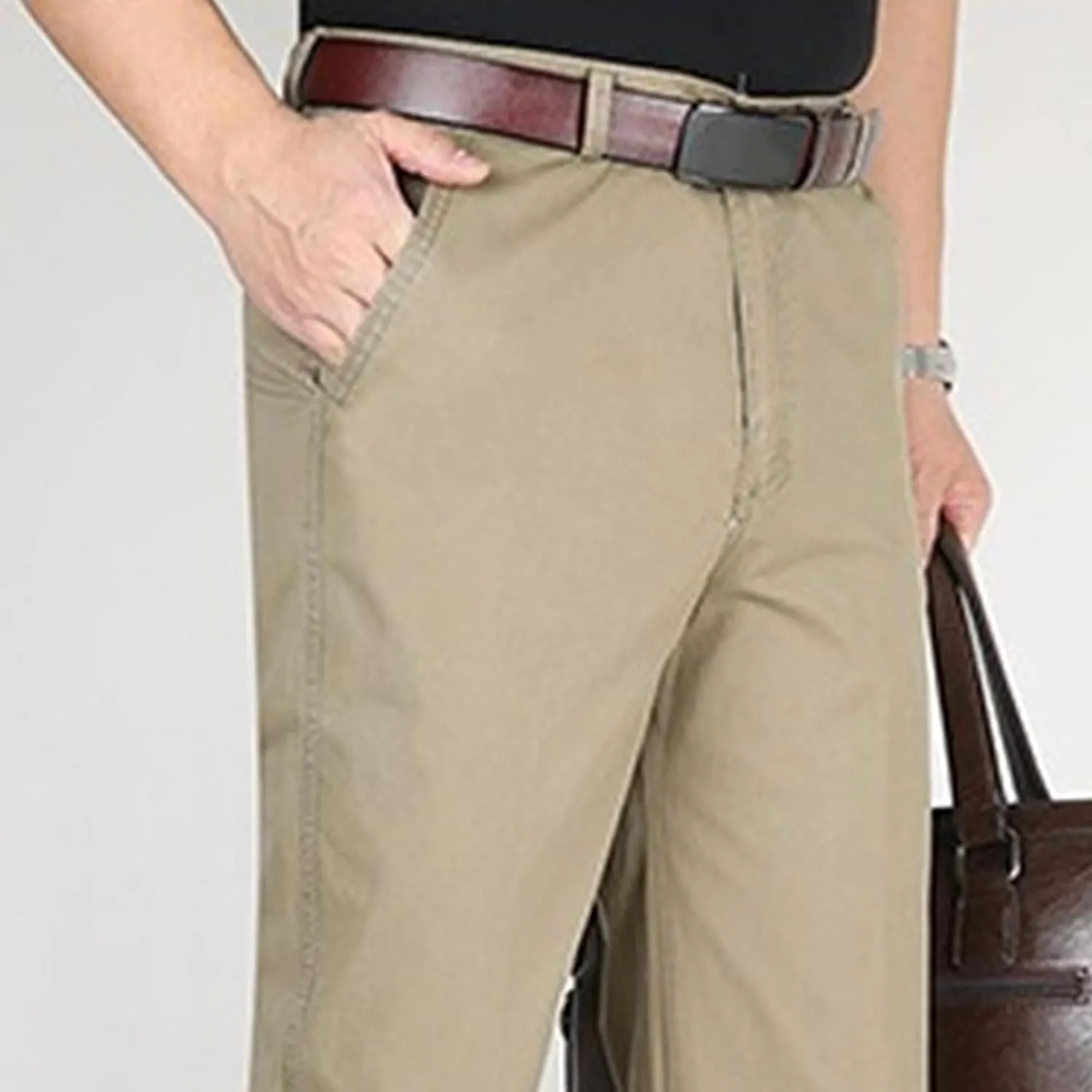 Chino Pants for Men Casual Dress Pants for Men Slim-Fit Stretch Pant Straight High Waist Summer Trendy Trousers