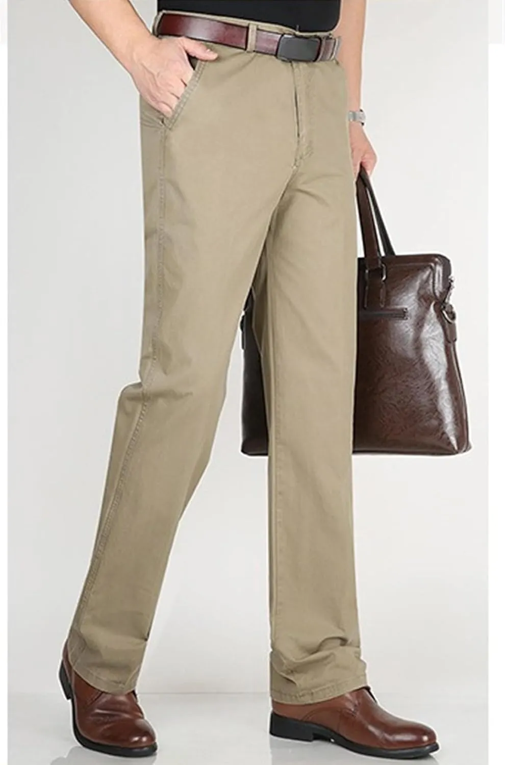 Chino Pants for Men Casual Dress Pants for Men Slim-Fit Stretch Pant Straight High Waist Summer Trendy Trousers