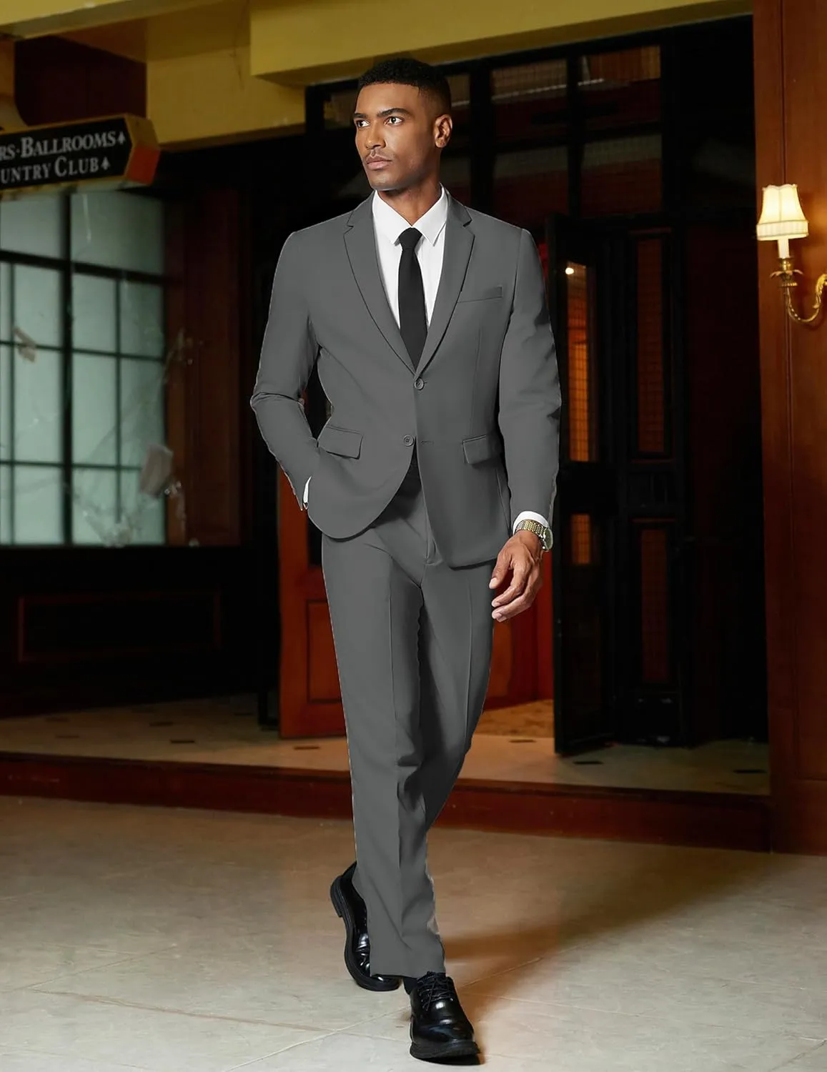 COOFANDY Mens 2 Piece Suit Slim Fit 2 Button Formal Jacket Suits Pants Set for Wedding Business Prom