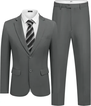 COOFANDY Mens 2 Piece Suit Slim Fit 2 Button Formal Jacket Suits Pants Set for Wedding Business Prom