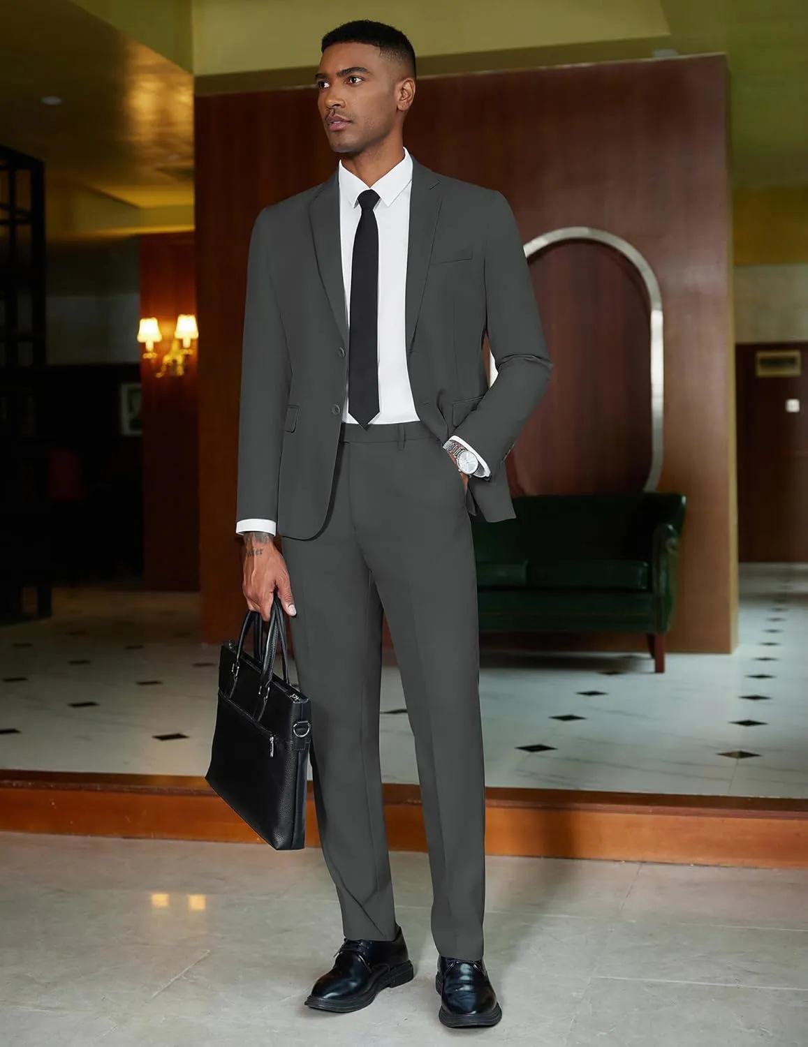 COOFANDY Mens 2 Piece Suit Slim Fit 2 Button Formal Jacket Suits Pants Set for Wedding Business Prom