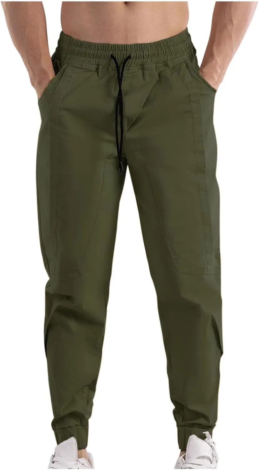 Cotton Cargo Pants for Men's Casual Solid Colour Trousers Performance Pants Pants for Hiking Stretch Walking Pants