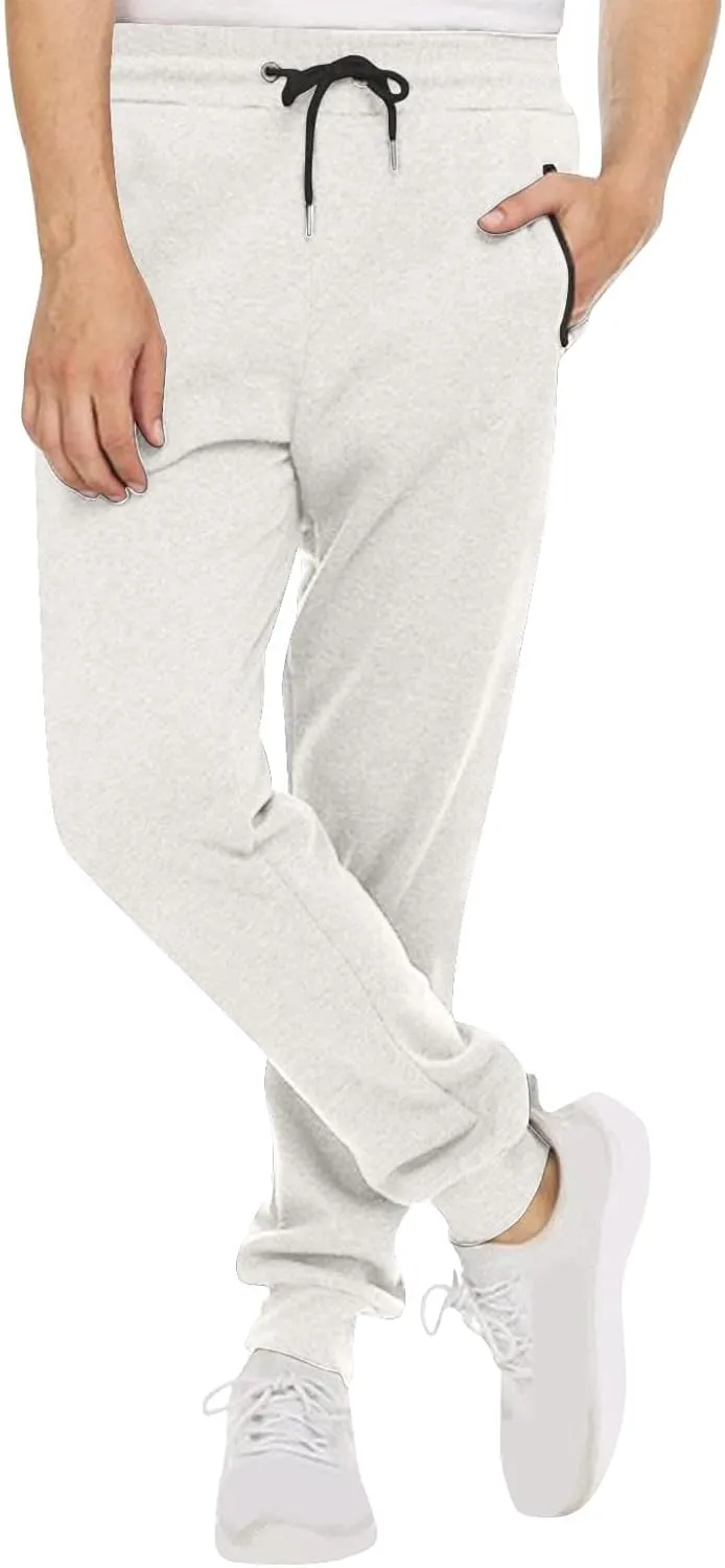 evzosrz Mens Sweatpant Slim Fit Active Athletic Workout Jogger Elastic High Waisted Track Bottom Trousers with Zipper Pockets