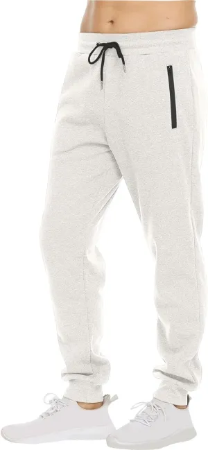evzosrz Mens Sweatpant Slim Fit Active Athletic Workout Jogger Elastic High Waisted Track Bottom Trousers with Zipper Pockets