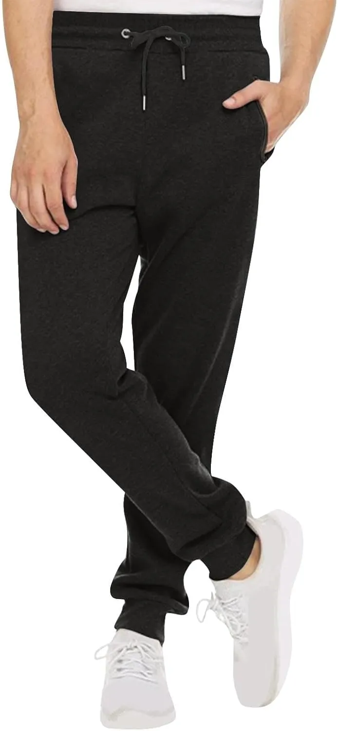 evzosrz Mens Sweatpant Slim Fit Active Athletic Workout Jogger Elastic High Waisted Track Bottom Trousers with Zipper Pockets