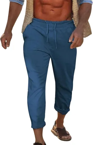 GIERIDUC Mens Stretch Waist Cargo Pants Mens Sweatpants Zipper Pockets Mens Smart Trousers Slim Fit Mens Leather Faux Pants