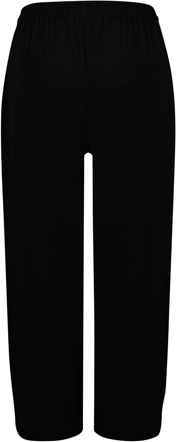 High Waisted Linen Pants Women Summer Pants Wide Leg Trouser Lounge Pant Office Palazzo Pant with Pockets (S-2Xl)