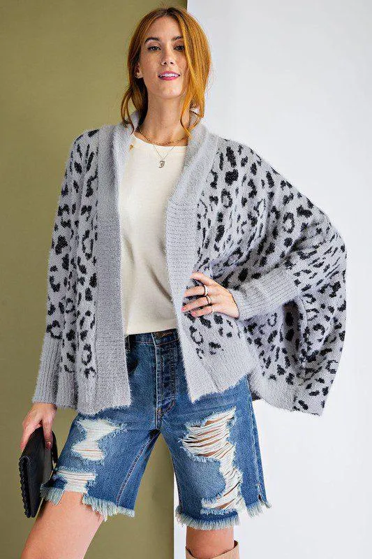 Leopard Print Sweater Cardigan