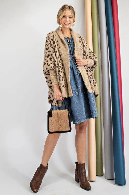 Leopard Print Sweater Cardigan