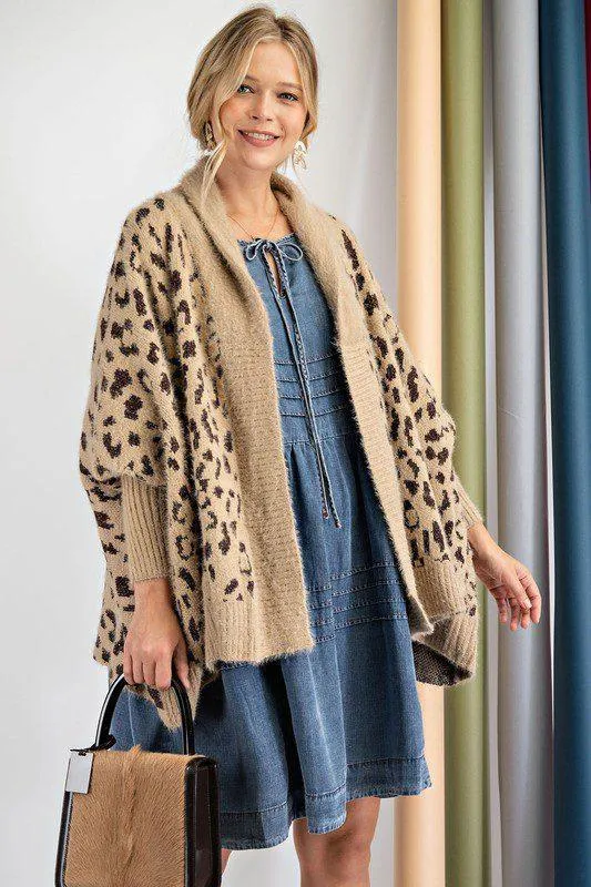 Leopard Print Sweater Cardigan