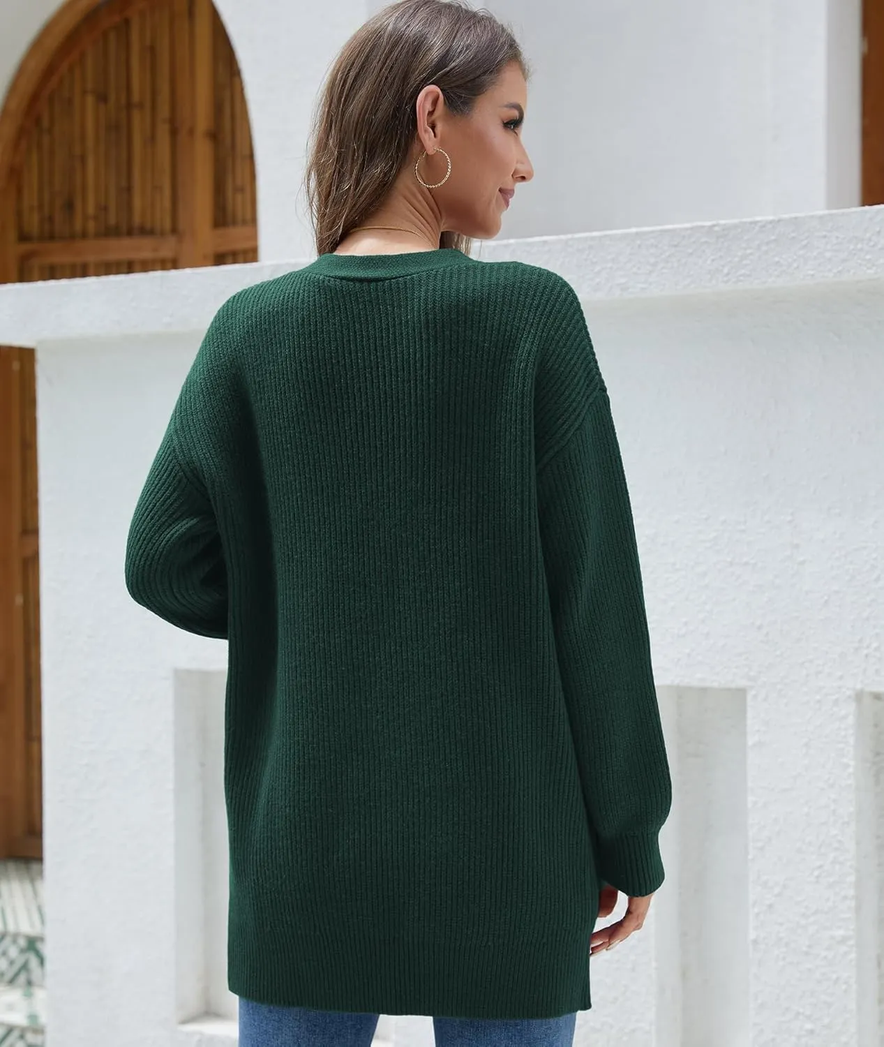 LILBETTER Women's Loose Open Front Cardigan Long Sleeve Casual Lightweight Soft Knit Sweaters Coat with Pockets