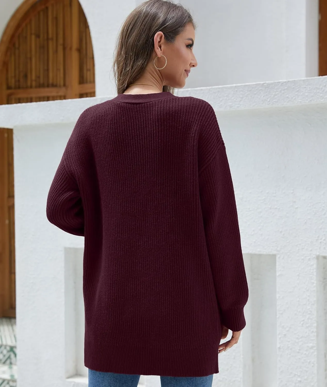 LILBETTER Women's Loose Open Front Cardigan Long Sleeve Casual Lightweight Soft Knit Sweaters Coat with Pockets