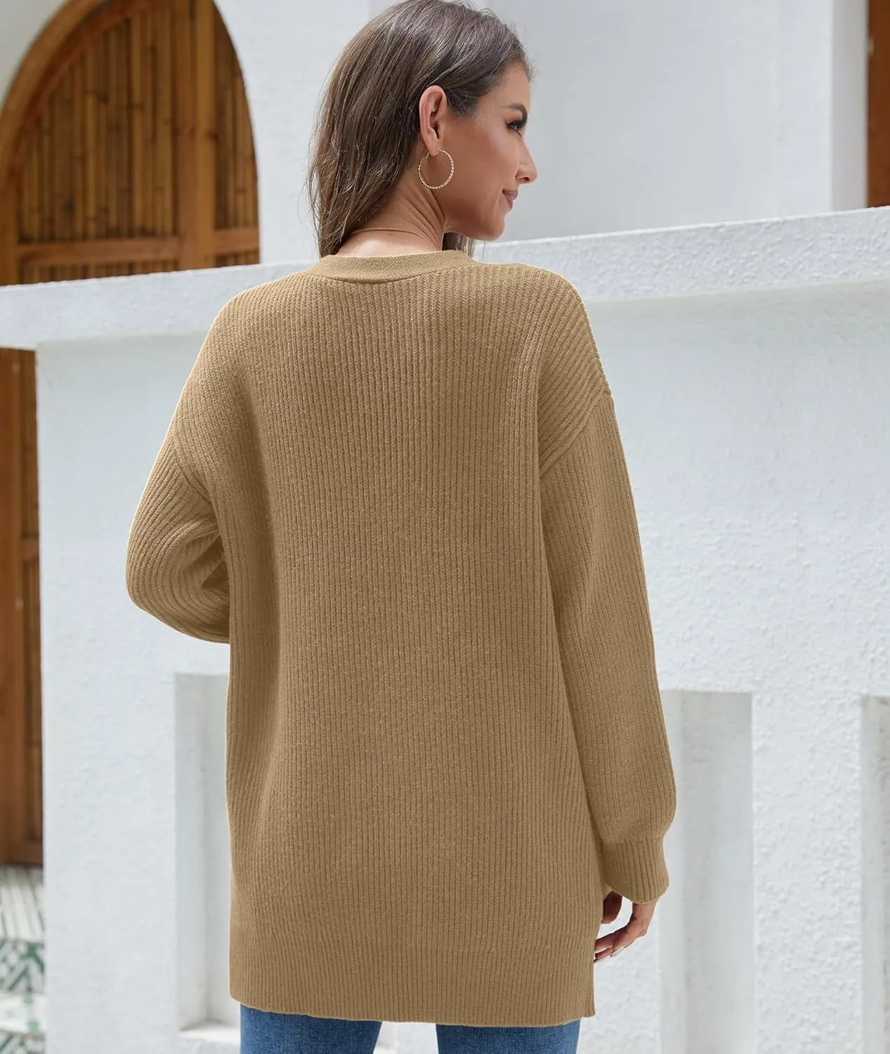 LILBETTER Women's Loose Open Front Cardigan Long Sleeve Casual Lightweight Soft Knit Sweaters Coat with Pockets