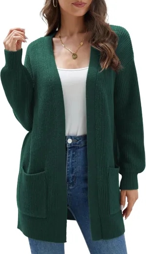 LILBETTER Women's Loose Open Front Cardigan Long Sleeve Casual Lightweight Soft Knit Sweaters Coat with Pockets
