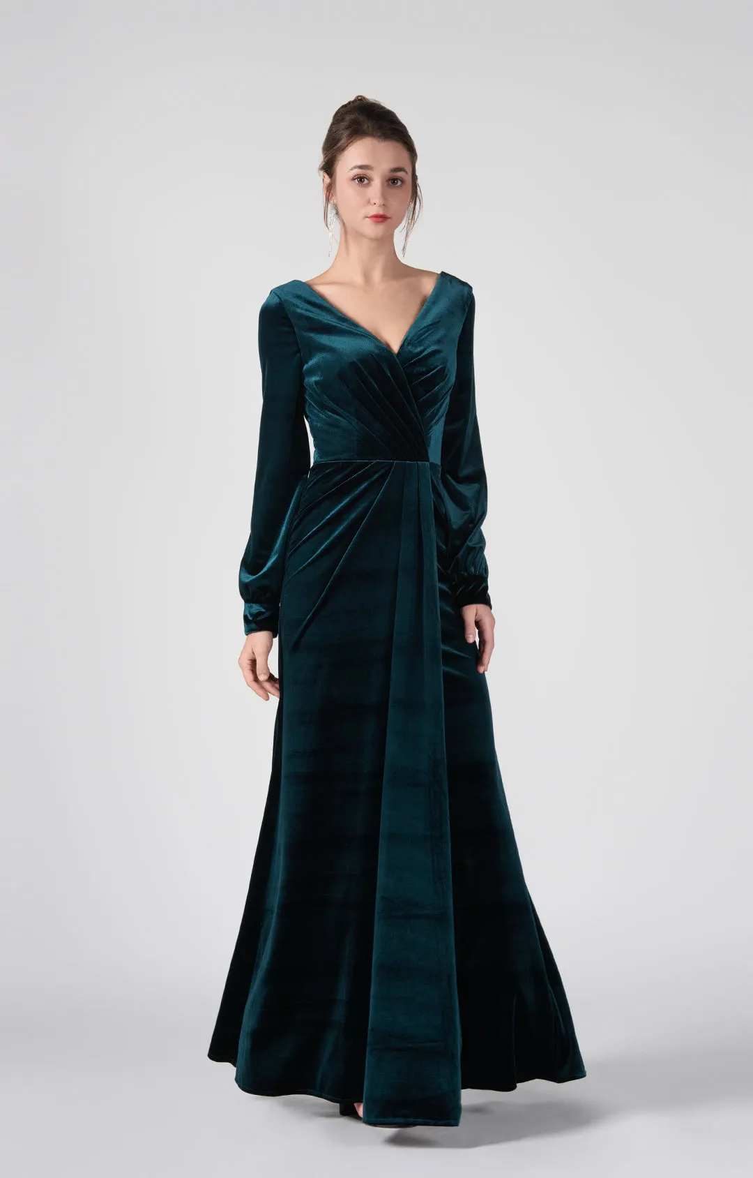 Long Sleeves V-Neck Flattering Waist Dresses