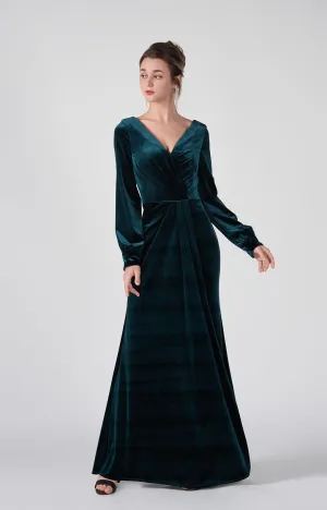 Long Sleeves V-Neck Flattering Waist Dresses