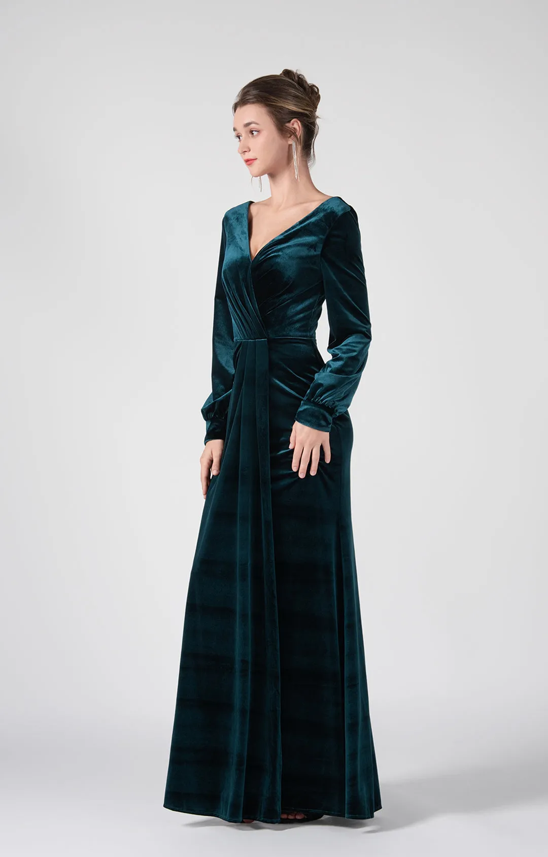 Long Sleeves V-Neck Flattering Waist Dresses