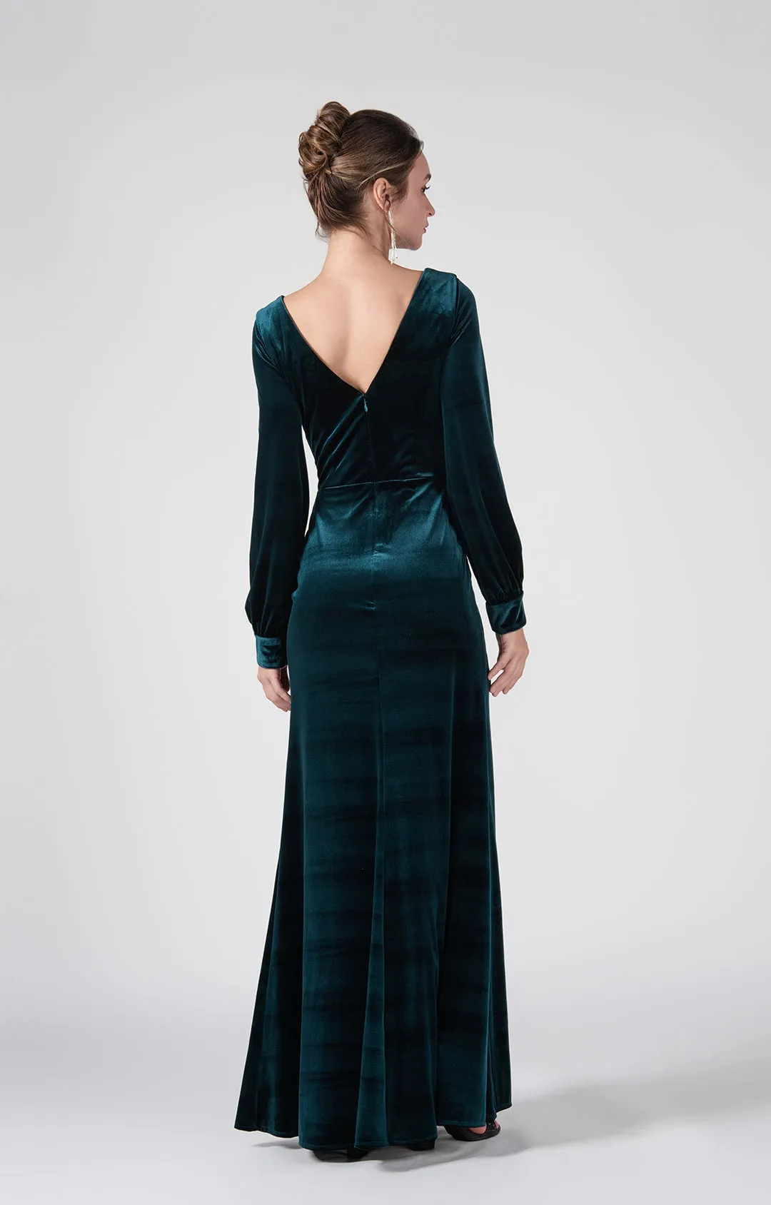 Long Sleeves V-Neck Flattering Waist Dresses