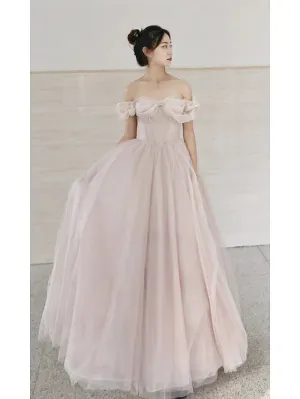 Luolandi A-Line Prom Dresses Empire Dress Prom Sweep / Brush Train Short Sleeve Sweetheart Tulle with Pleats