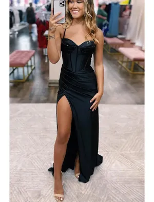 Luolandi Mermaid / Trumpet Prom Dresses Empire Dress Formal Court Train Sleeveless Sweetheart Satin Backless