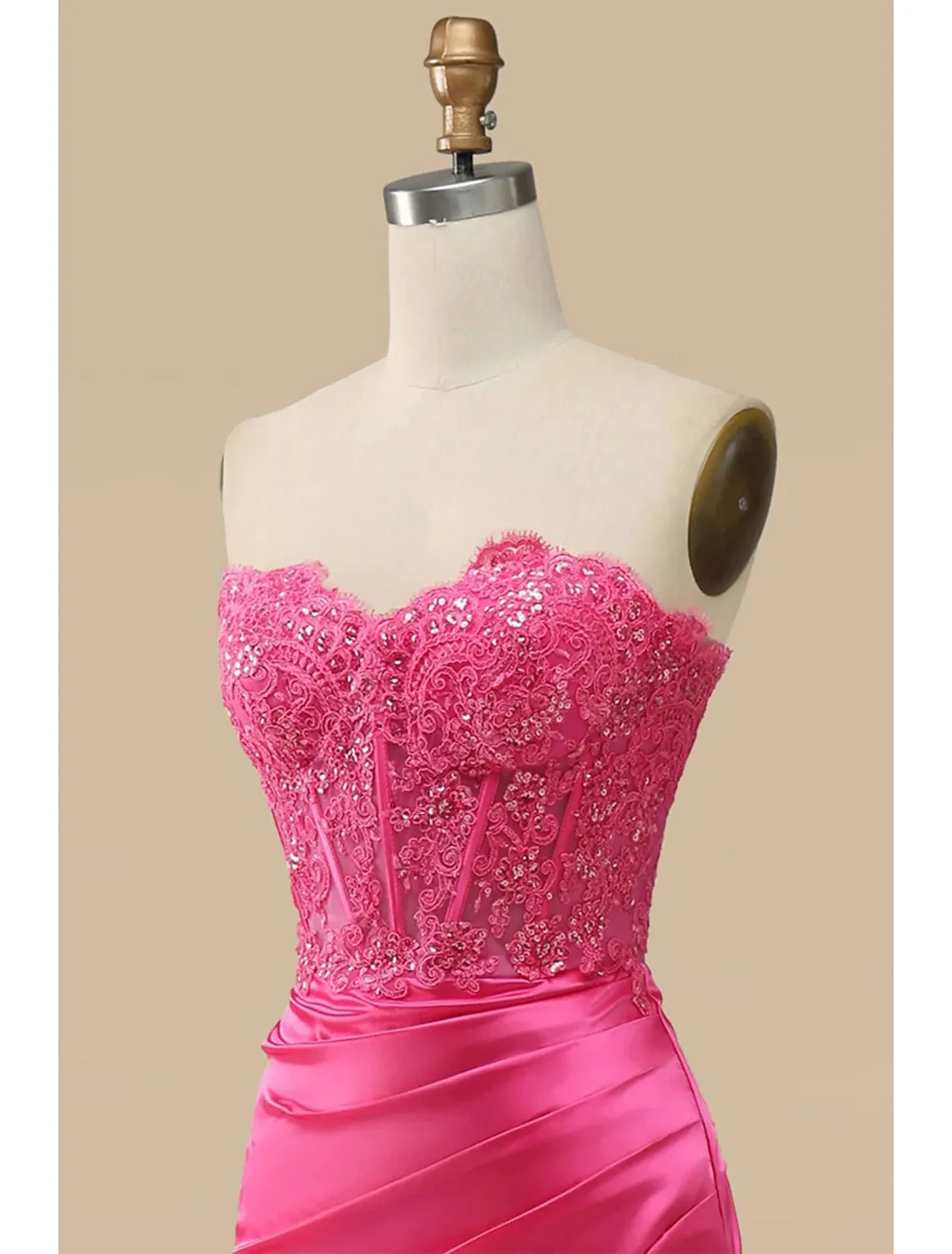 Luolandi Mermaid / Trumpet Prom Dresses Empire Dress Formal Sweep / Brush Train Sleeveless Sweetheart Charmeuse