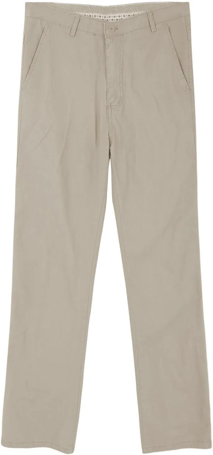 Men's Formal Dress Pants Flat-Front Straight Leg Casual Chino Trousers Plus Size Business Office Work Smart Pants