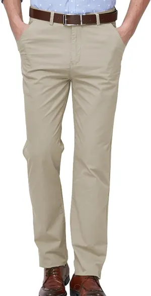 Men's Formal Dress Pants Flat-Front Straight Leg Casual Chino Trousers Plus Size Business Office Work Smart Pants