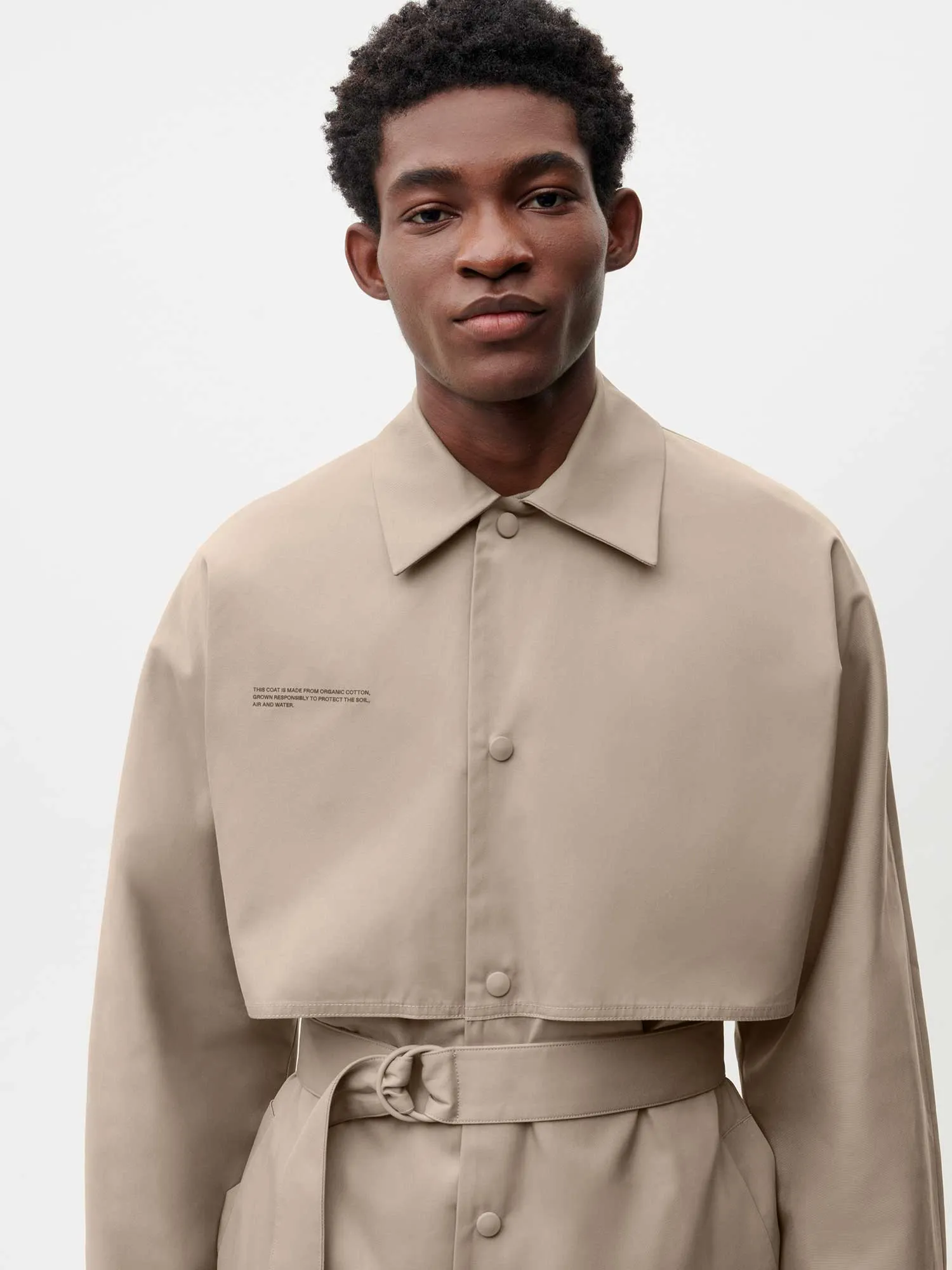 Mens Organic Cotton Trench Coattaupe