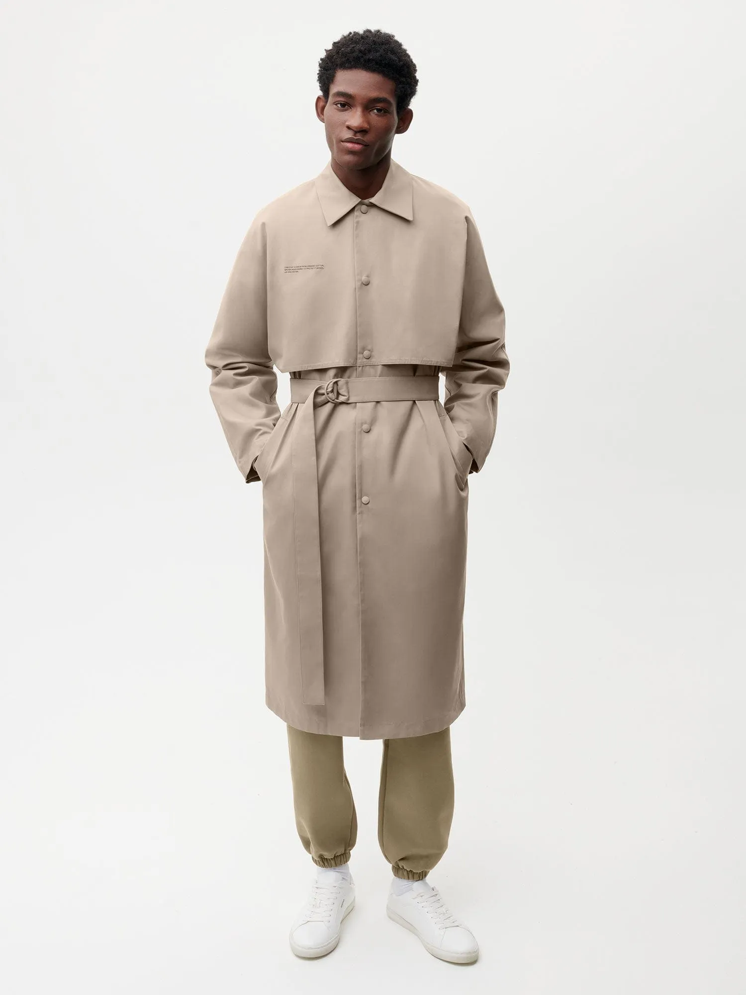 Mens Organic Cotton Trench Coattaupe