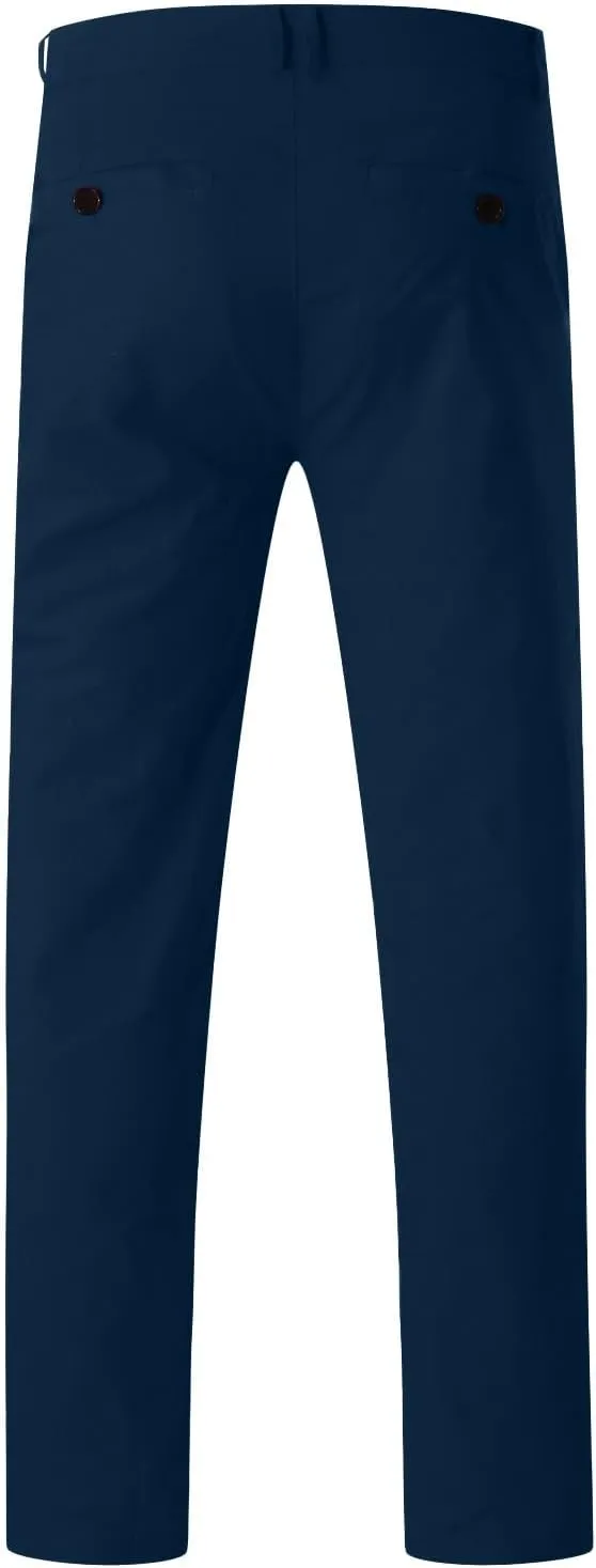 Mens Skinny Dress Pants Elastic Waist Flat Front Slim Fit Casual Smart Work Trousers Plus Size Business Golf Pants Slacks
