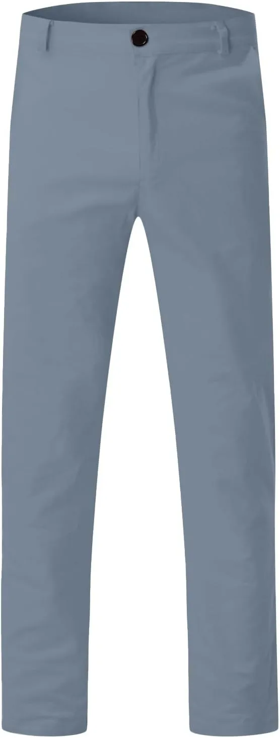 Mens Skinny Dress Pants Elastic Waist Flat Front Slim Fit Casual Smart Work Trousers Plus Size Business Golf Pants Slacks