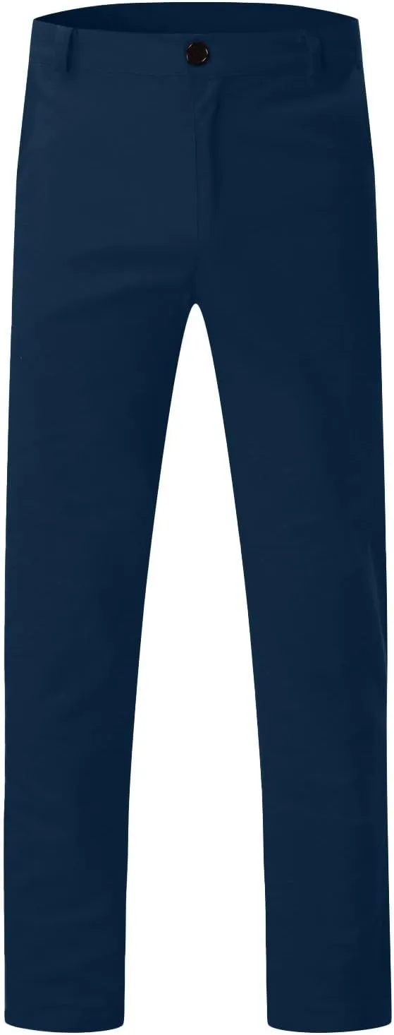 Mens Skinny Dress Pants Elastic Waist Flat Front Slim Fit Casual Smart Work Trousers Plus Size Business Golf Pants Slacks