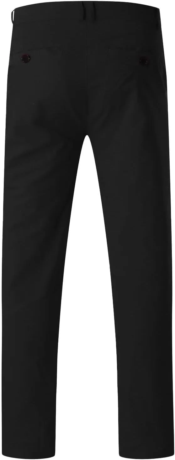 Mens Skinny Dress Pants Elastic Waist Flat Front Slim Fit Casual Smart Work Trousers Plus Size Business Golf Pants Slacks