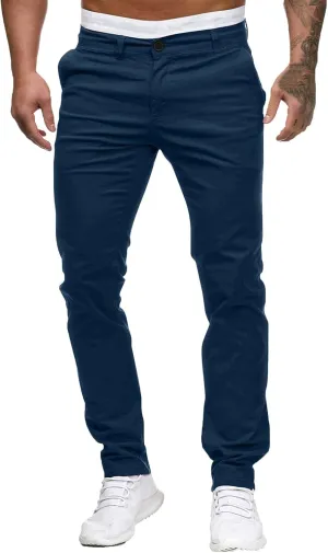 Mens Skinny Dress Pants Elastic Waist Flat Front Slim Fit Casual Smart Work Trousers Plus Size Business Golf Pants Slacks