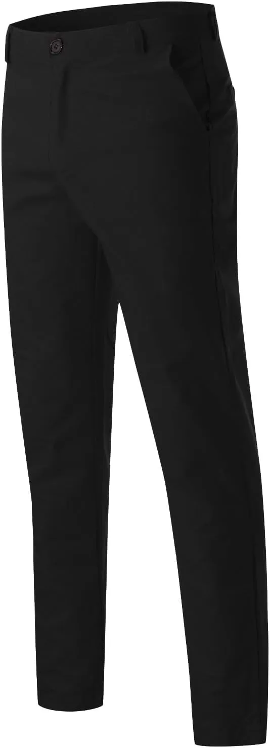Mens Skinny Dress Pants Elastic Waist Flat Front Slim Fit Casual Smart Work Trousers Plus Size Business Golf Pants Slacks
