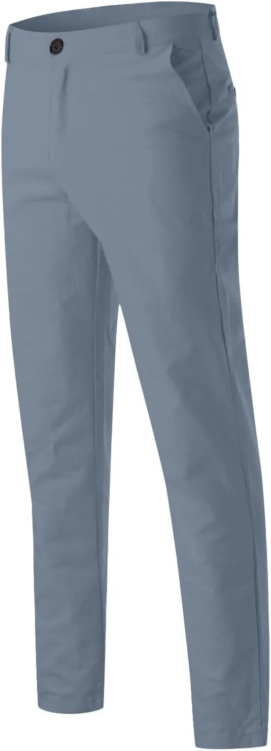 Men's Skinny Fit Dress Pants Flat Front Casual Smart Trousers Trendy Business Work Chino Pants with Pockets Plus Size