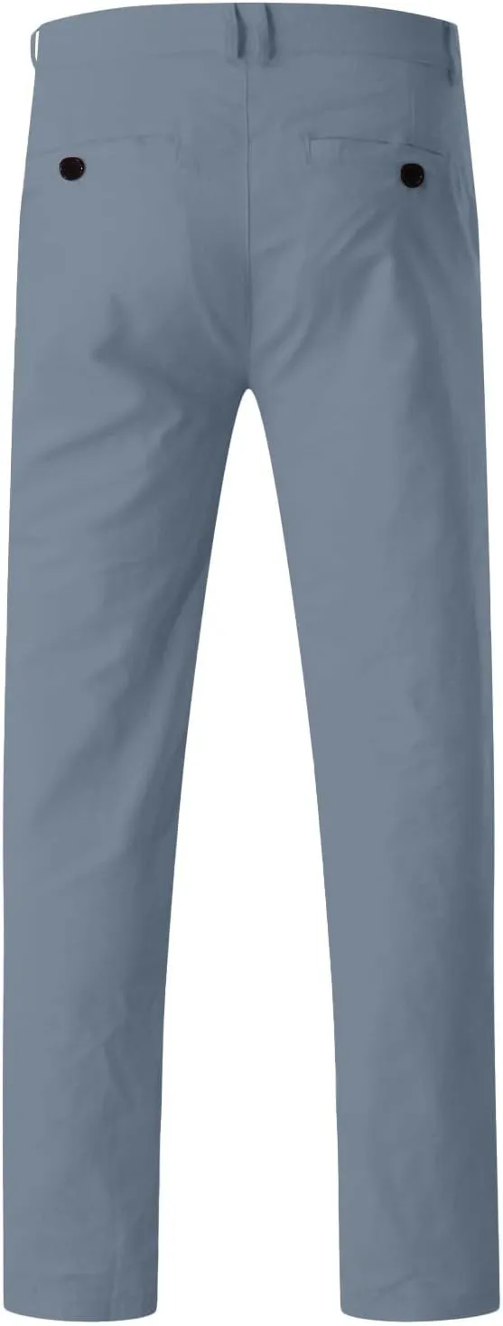 Men's Skinny Fit Dress Pants Flat Front Casual Smart Trousers Trendy Business Work Chino Pants with Pockets Plus Size