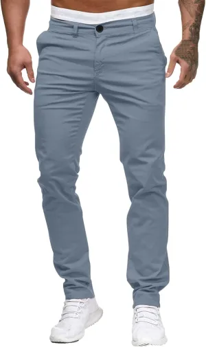 Men's Skinny Fit Dress Pants Flat Front Casual Smart Trousers Trendy Business Work Chino Pants with Pockets Plus Size