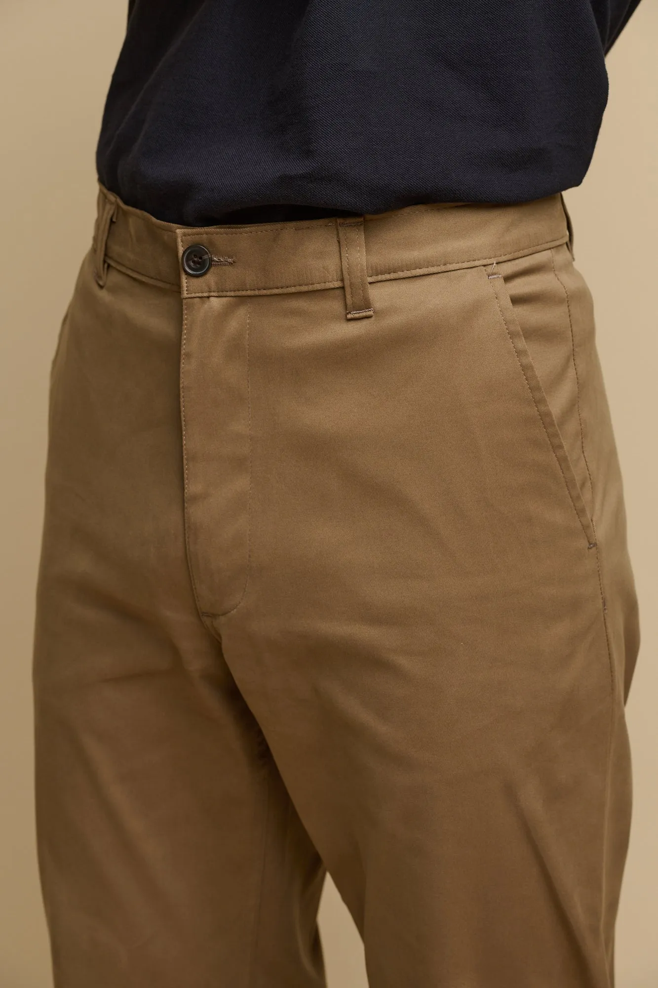 Men's Slim Lightweight Stretch Cotton Twill Chinos - Khaki
