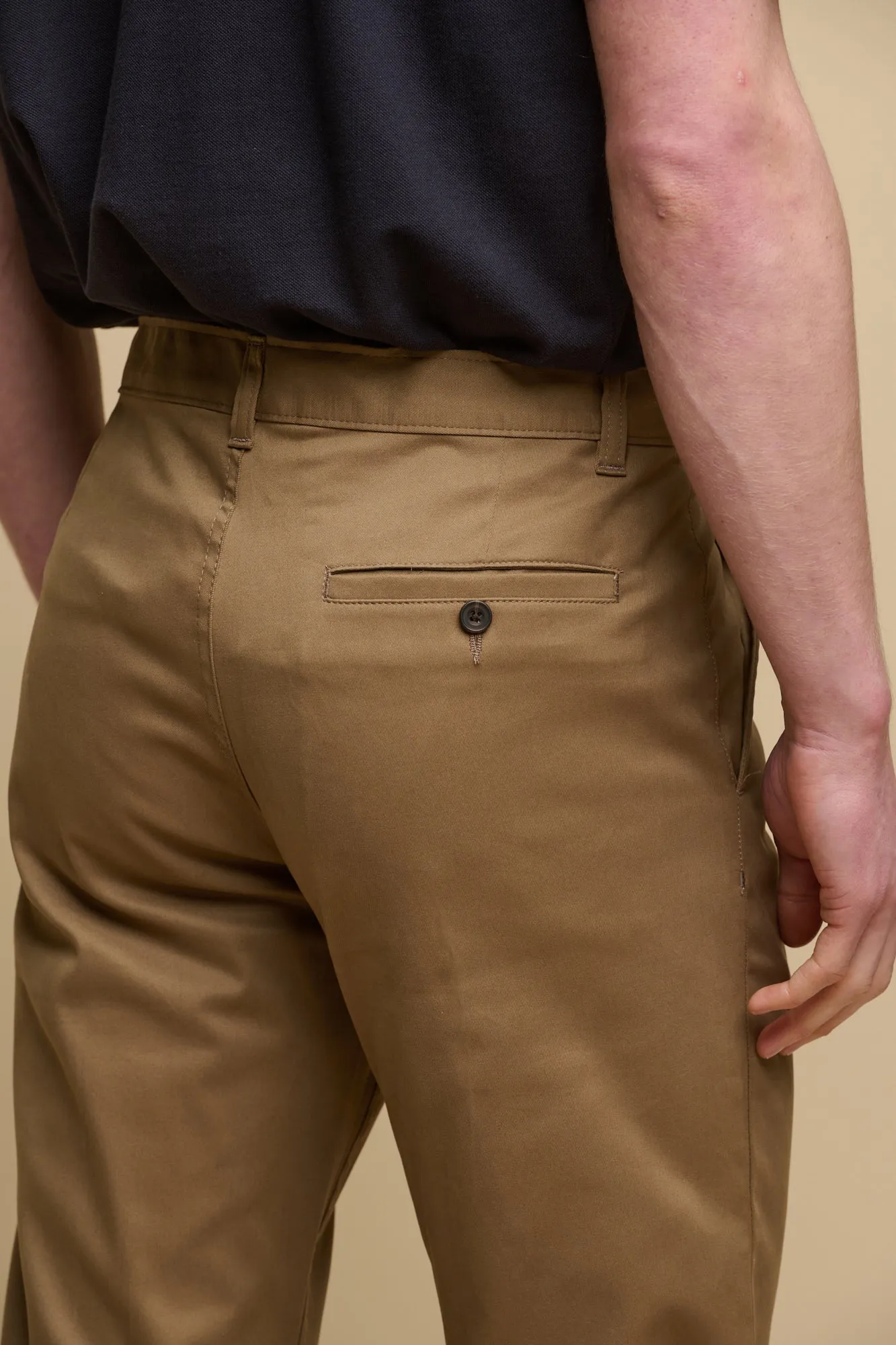 Men's Slim Lightweight Stretch Cotton Twill Chinos - Khaki